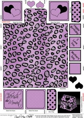 Leopard Print Hearts 3D Fancifold Treat Favour Box