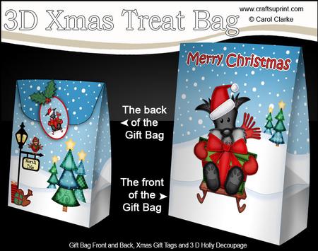 3D Xmas Hamish Scottie Dog Large Gift Bag Mini Kit