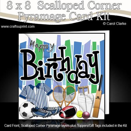 8 x 8 Birthday Sports and Games Scalloped Corner Kit