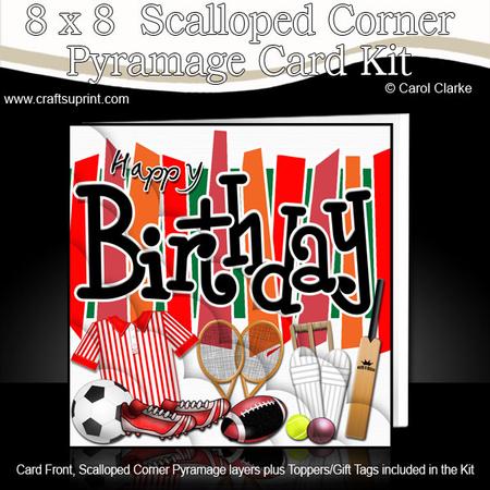 8 x 8 Birthday Sports and Games Scalloped Corner Kit