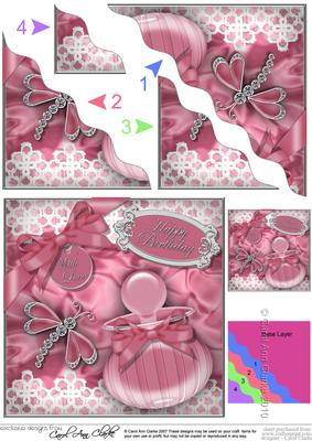 Perfume Lace & Dragonfly Wavy Corner Side Stacker Topper