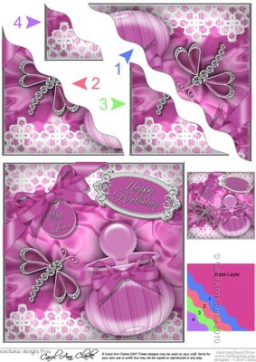 Perfume Lace & Dragonfly Wavy Corner Side Stacker Topper