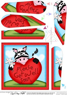 Debra Zebra Get Well Heart Fan Pyramage Topper