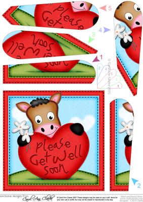 Gigi Horse Get Well Heart Fan Pyramage Topper