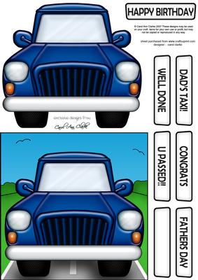 Blue Car Quick Card & 3D Decoupage