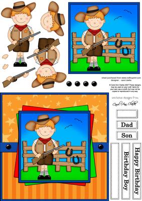 Boyz Zeb the Cowboy Quick Card with 3D Decoupage