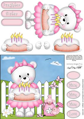 Teddy Tess's Birthday Cake Quick Card & 3D Decoupage