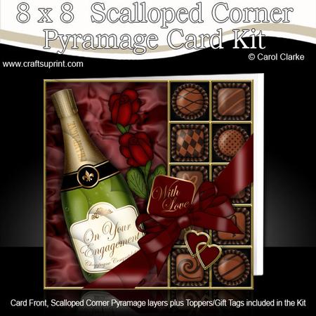 8 x 8 Engagement Champers Chocs N Roses Scalloped Corner Kit
