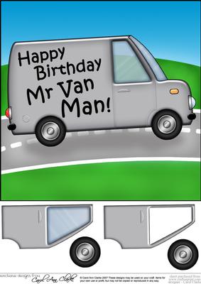 8 x 8 Happy Birthday Mr Van Man with 3D Decoupage
