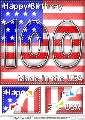 8 x 8 Flying the Flag Usa 100th Birthday Scalloped Topper