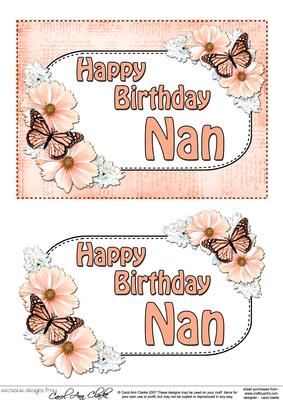 5x7 Birthday Nan Flowers & Butterflies 3D Decoupage