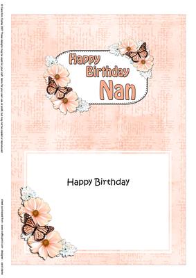 5x7 Birthday Nan Flowers & Butterflies Matching Insert