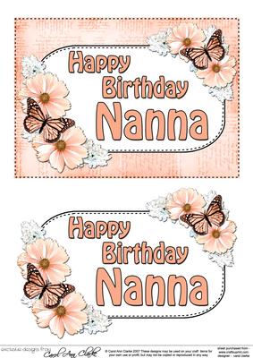 5x7 Birthday Nanna Flowers & Butterflies 3D Decoupage