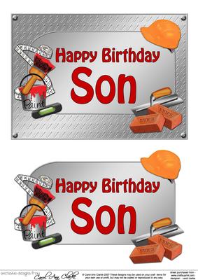 5x7 Birthday Son Handyman Tools 3D Decoupage
