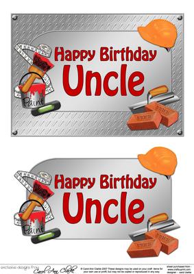 5x7 Birthday Uncle Handyman Tools 3D Decoupage