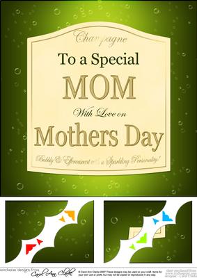 8x8 Mothers Day Mom Champagne Label Scalloped Corner