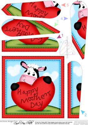 Milly Moo Cow Mothers Day Heart Fan Pyramage Topper