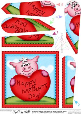 Zoe Piggy Mothers Day Heart Fan Pyramage Topper
