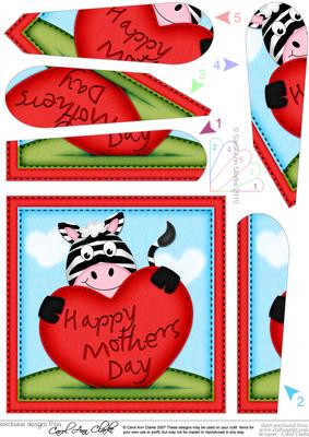 Debra Zebra Mothers Day Heart Fan Pyramage Topper