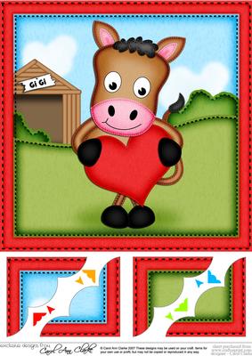 8 x 8 Gigi the Horse's Heart Scalloped Corner Topper