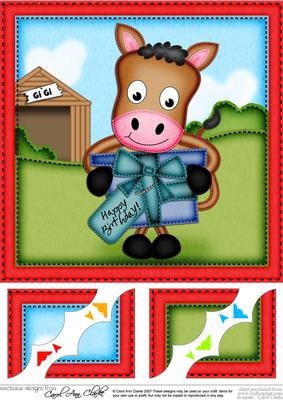 8 x 8 Gigi the Horse's Present Scalloped Corner Topper