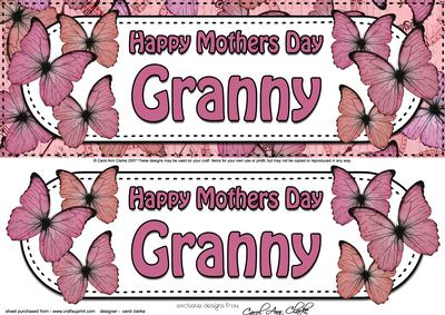 Large Dl Mothers Day Granny Butterflies 3D Decoupage