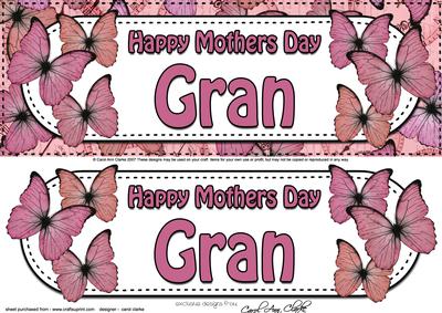 Large Dl Mothers Day Gran Butterflies 3D Decoupage