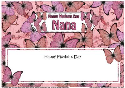Mothers Day Nana Butterflies Large Dl Matching Insert