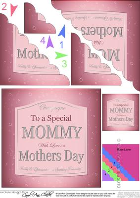 Mothers Day Mommy Pink Champers Label Scallop Corner Stacker