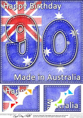 8 x 8 Flying the Flag Aus 90th Birthday Scalloped Topper