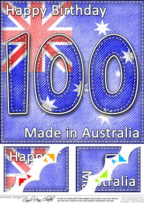 8 x 8 Flying the Flag Aus 100th Birthday Scalloped Topper