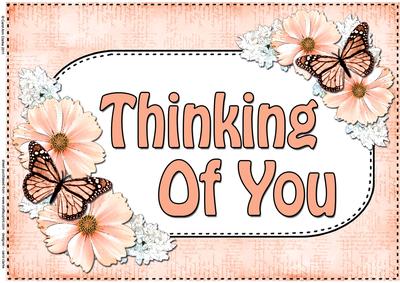 A4 Thinking of You Flowers & Butterflies Card Topper
