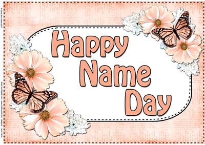 A4 Name Day Flowers & Butterflies Card Topper