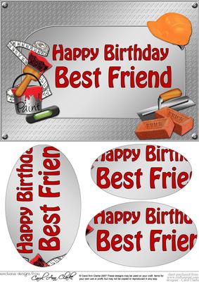 A5 Birthday Best Friend Handyman Tools Oval Pyramage Topper