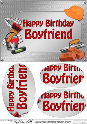 A5 Birthday Boyfriend Handyman Tools Oval Pyramage Topper