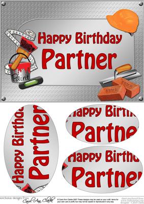 A5 Birthday Partner Handyman Tools Oval Pyramage Topper