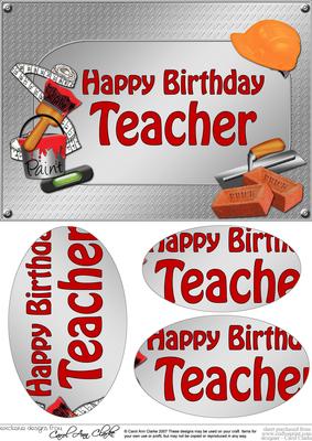 A5 Birthday Teacher Handyman Tools Oval Pyramage Topper