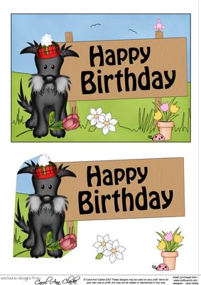 5x7 Scottie Dog Birthday 3D Step by Step Decoupage