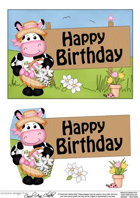 5x7 Milly Moo Cow Birthday 3D Step by Step Decoupage