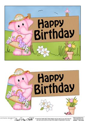 5x7 Lola Elephant Birthday 3D Step by Step Decoupage