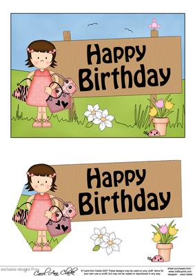 5x7 Girlz Suzi's Shopping Birthday 3D Step by Step Decoupage