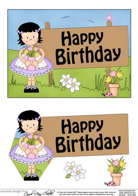 5x7 Girlz Suzi's Flowers Birthday 3D Step by Step Decoupage