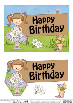 5x7 Girlz Liz's Flowers Birthday 3D Step by Step Decoupage