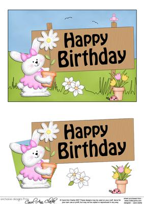 5x7 Little Bunny Girl Birthday 3D Step by Step Decoupage