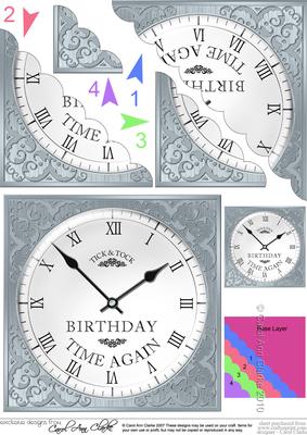 Birthday Clock Scallop Corner Side Stacker Topper