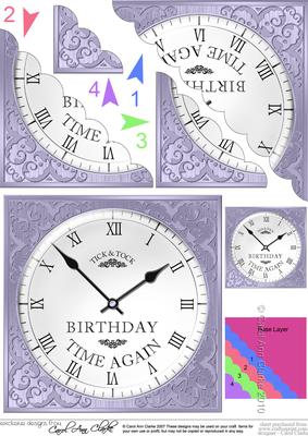 Birthday Clock Scallop Corner Side Stacker Topper