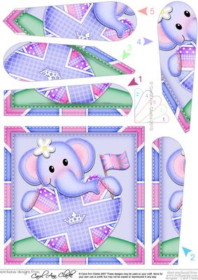 Lola Elephant's Union Jack Flag Heart Fan Pyramage Topper