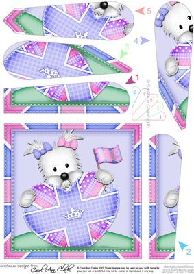 Westie Dog's Union Jack Flag Heart Fan Pyramage Topper