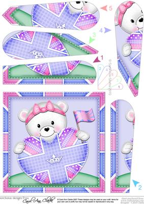 Teddy Tess's Union Jack Flag Heart Fan Pyramage Topper