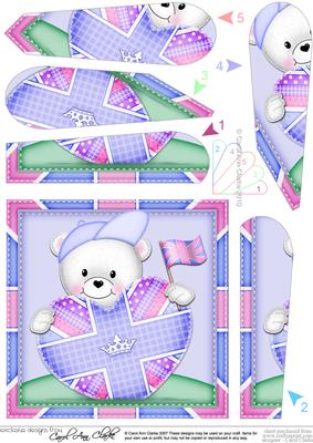 Teddy Ed's Union Jack Flag Heart Fan Pyramage Topper
